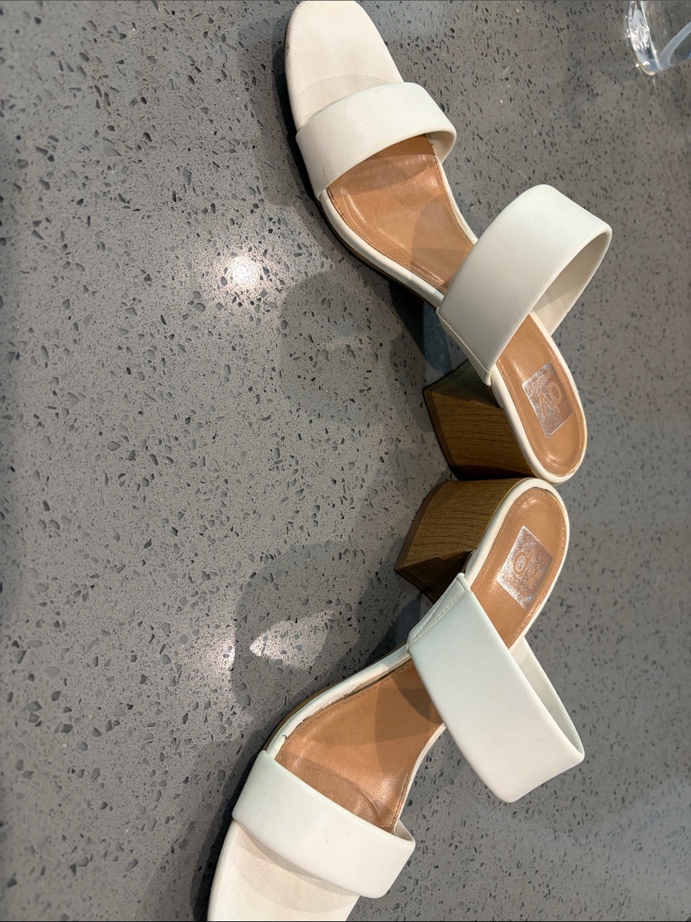 DV by Dolce Vita Shula White Double-Strap Slide Mules, block heel